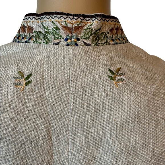 Donna Morgan Beige Linen Embroidery Pant Set - Picture 10 of 11